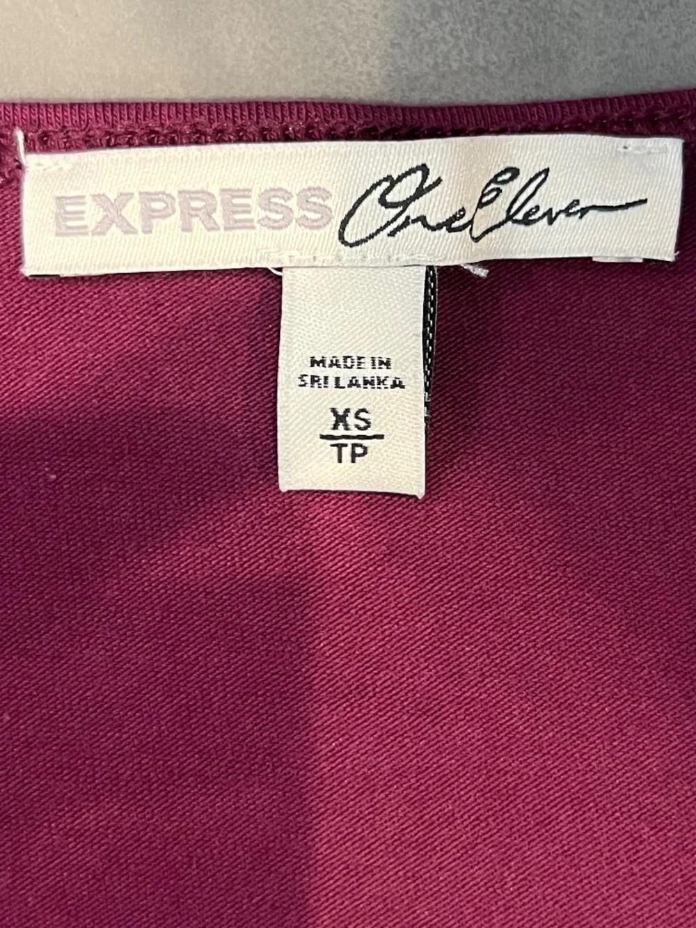 Express One Eleven Burgundy Deep V Bodysuit XS Long Sleeve Fitted Stretch Top